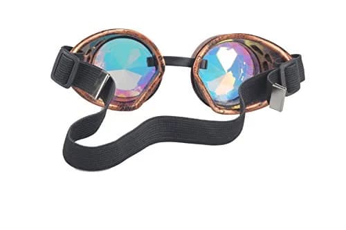 Lelinta Steampunk Rave Glasses Goggles with Rainbow Crystal Glass Lens, Red Copper, Adjustable (1 Unit) thumbnail 5