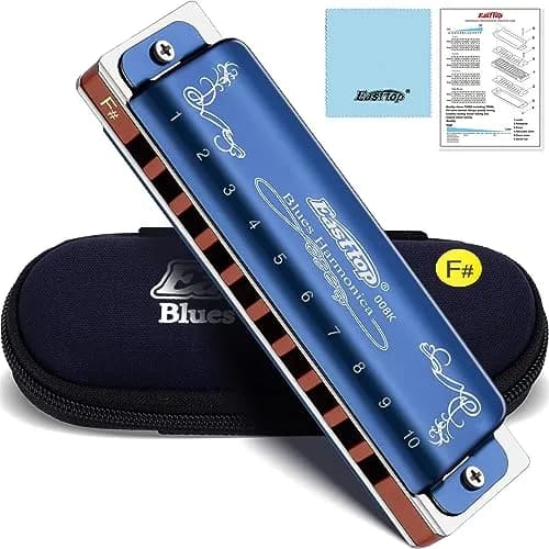 East top Diatonic Harmonica Key of F# 10 Holes | Rich Sound & Portable for Beginners & Pros thumbnail 1