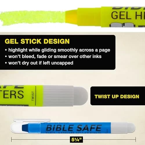 US Office Supply Bible Safe Highlighter Set of 6 Assorted Pastel Colors | No Bleed, Smooth Gel, Bible & Journal Friendly thumbnail 3