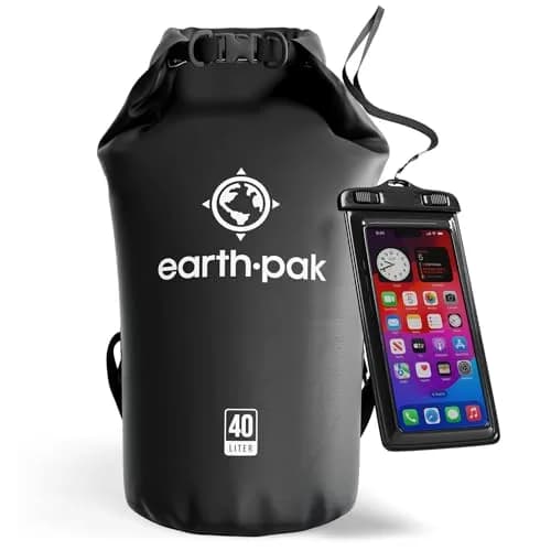 Earth Pak 40L Waterproof Dry Bag Backpack - Black | Roll Top Dry Sack for Kayaking, Boating, Paddleboarding thumbnail 1