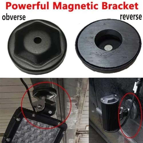 Lightronic 3" Round Ultra Strong Power Magnet Base, 2 Pack | Mount LED Offroad Lights Without Drilling thumbnail 3