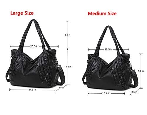 Mn&Sue Black Hobo Bag Large | Soft Faux Leather Slouchy Tote Purse with Detachable Strap thumbnail 5