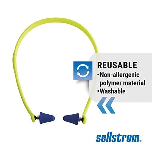 Sellstrom Reusable Banded Earplugs 25dB Noise Reduction Hi-Viz Green | NRR 27 Certified thumbnail 4