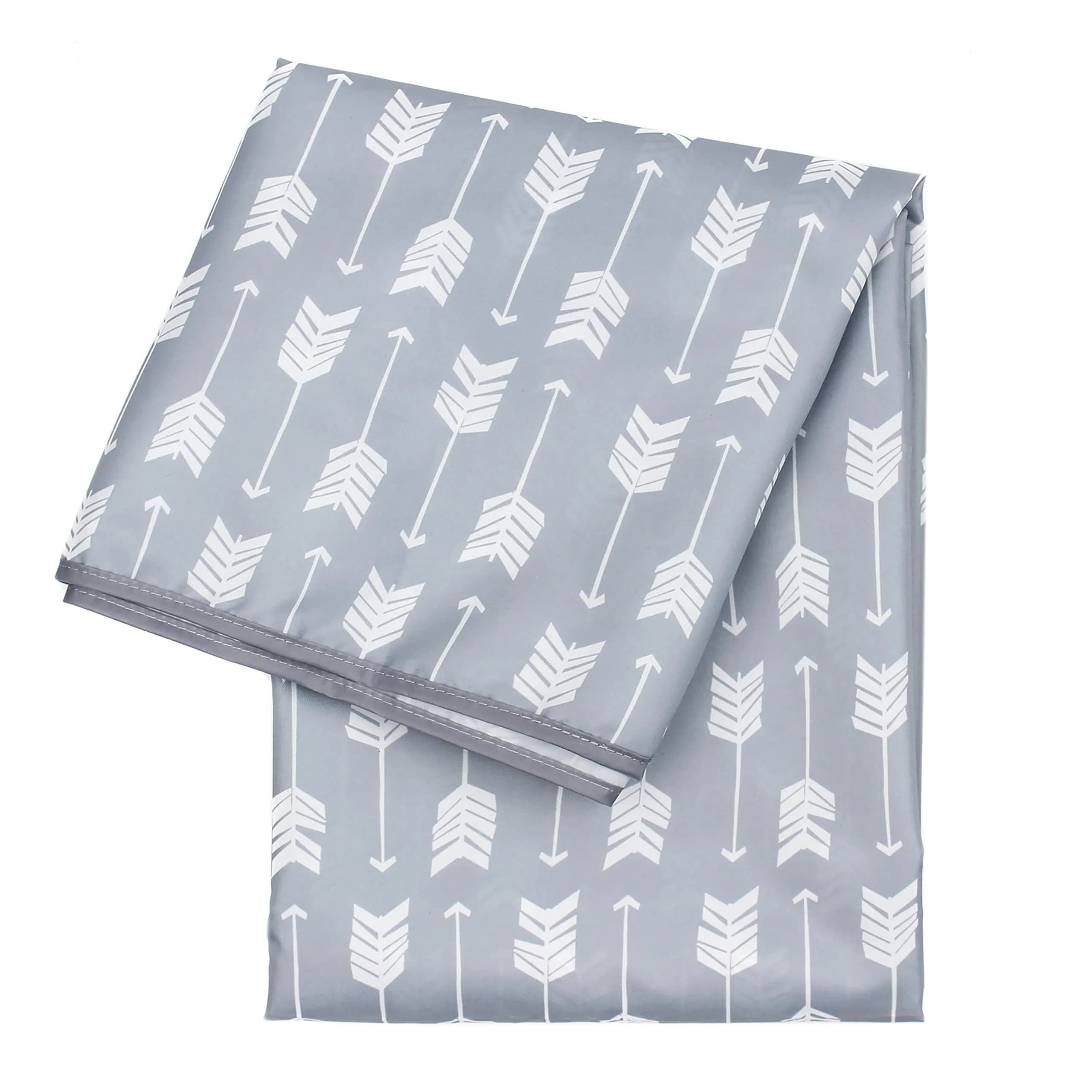 Bumkins Splat Mat 42x42 Inch Waterproof Reusable Fabric for Kids, Arts & Crafts, Playtime, Rainbow Blue — A5 Gray Arrows