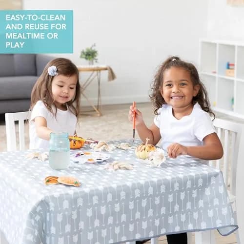Bumkins Baby Splat Mat for Under High Chair | Waterproof Reusable Cloth, 42x42 Inch, Gray Arrows thumbnail 4