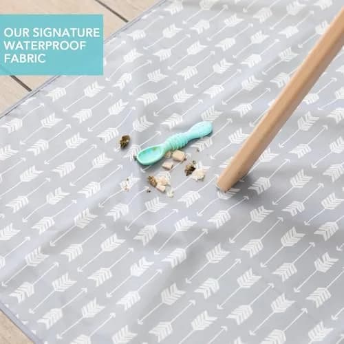 Bumkins Baby Splat Mat for Under High Chair | Waterproof Reusable Cloth, 42x42 Inch, Gray Arrows thumbnail 3