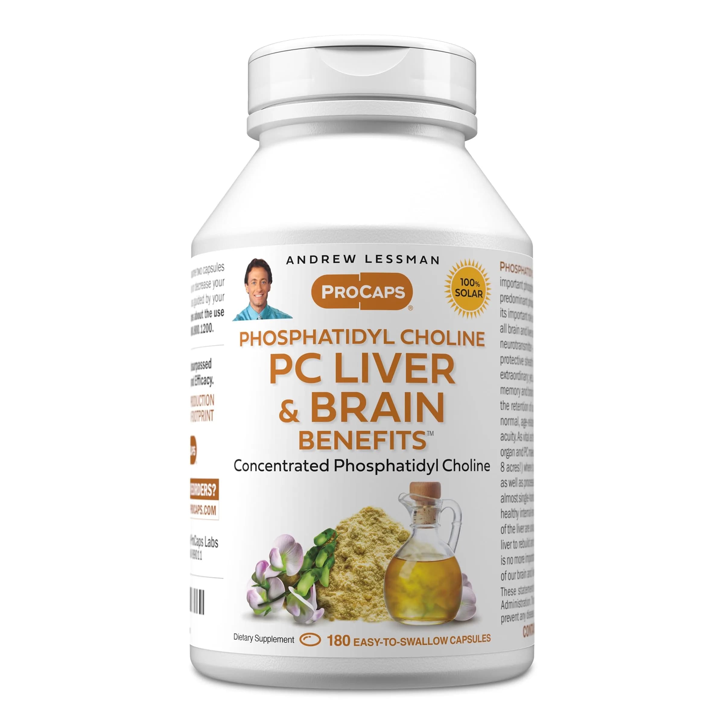 Andrew Lessman ProCaps PC Liver & Brain Benefits 180 Count (Pack of 1) | Phospholipid Complex for Cognitive Function & Liver Health