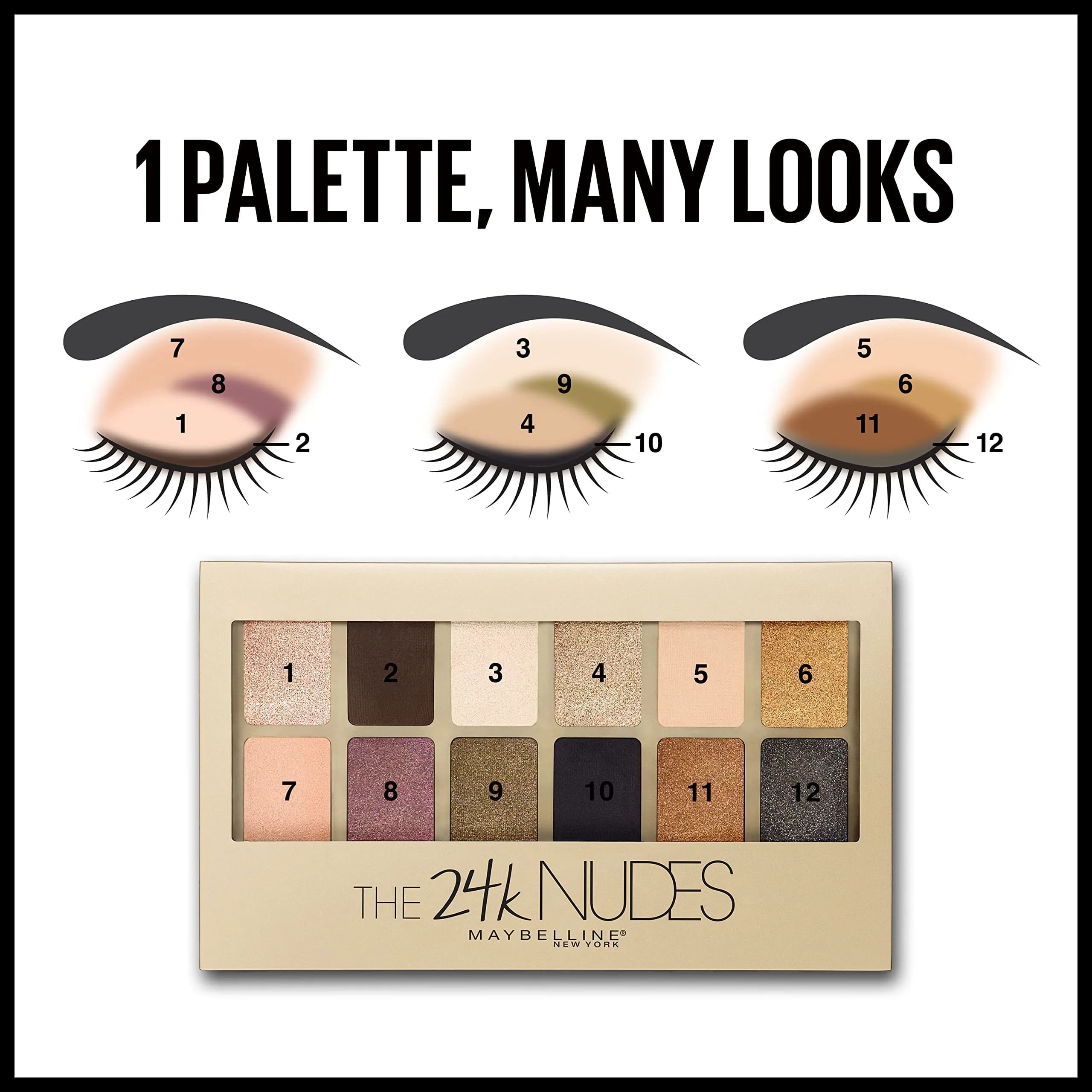 Maybelline The 24K Nudes Gold Eyeshadow Palette Makeup, 12 Shades | Blendable Powder thumbnail 6
