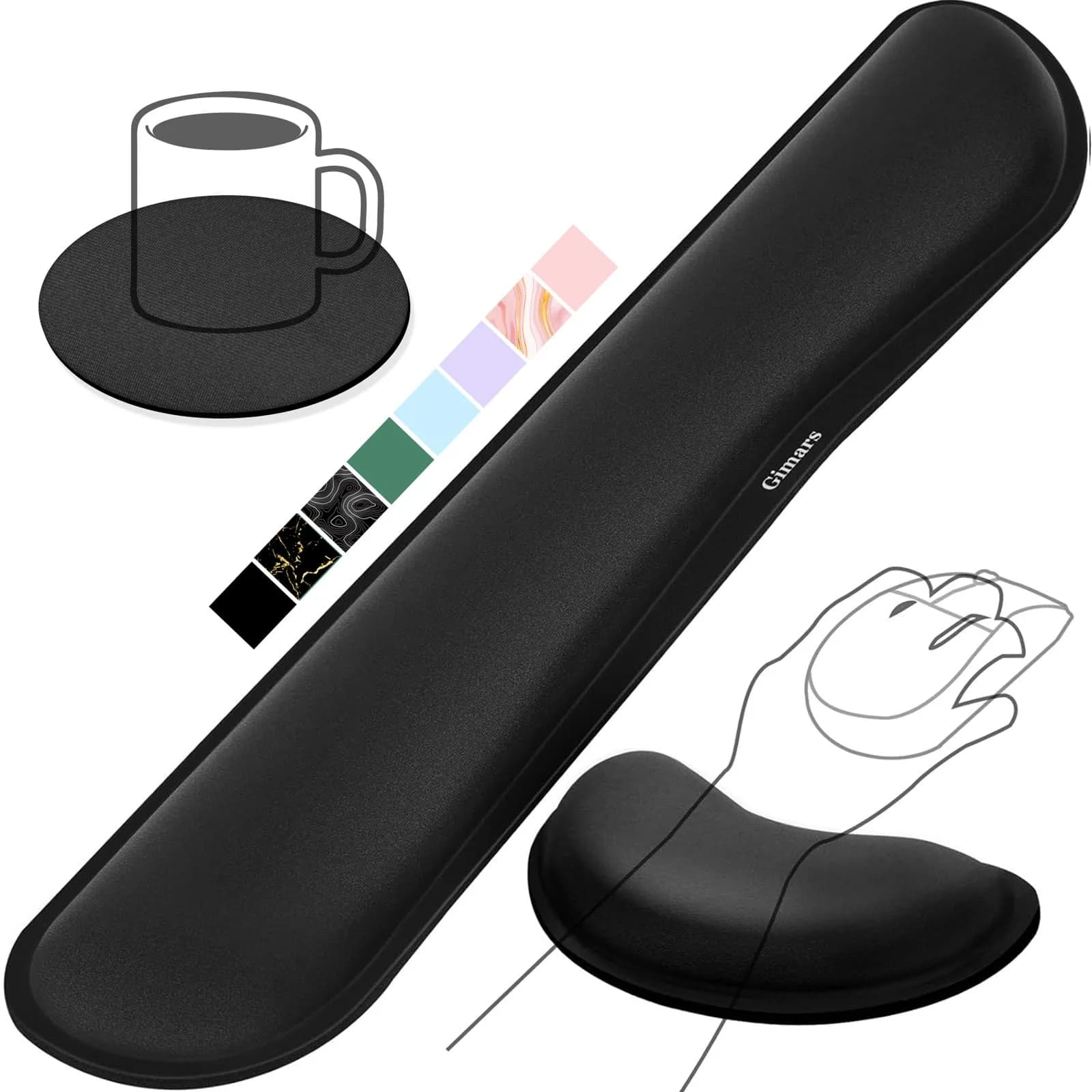Gimars Upgrade Enlarge Silky Superfine Fabric Memory Foam Keyboard Wrist Rest Set with Mouse Pad | Ergonomic Typing Pain Relief for Office & Gaming