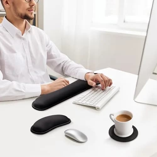 Gimars Upgrade Enlarge Silky Superfine Fabric Memory Foam Keyboard Wrist Rest Set with Mouse Pad | Ergonomic Typing Pain Relief for Office & Gaming thumbnail 9