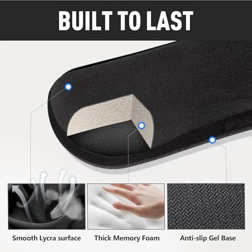 Gimars Upgrade Enlarge Silky Superfine Fabric Memory Foam Keyboard Wrist Rest Set with Mouse Pad | Ergonomic Typing Pain Relief for Office & Gaming thumbnail 3