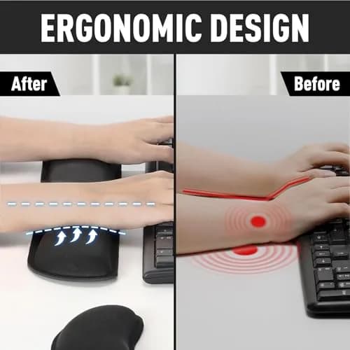 Gimars Upgrade Enlarge Silky Superfine Fabric Memory Foam Keyboard Wrist Rest Set with Mouse Pad | Ergonomic Typing Pain Relief for Office & Gaming thumbnail 4