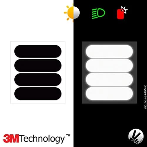 VFLUO Retro Reflective Stripes Stickers for Helmet - Black Standard Kit - 8 Stickers (4 Pairs) thumbnail 3
