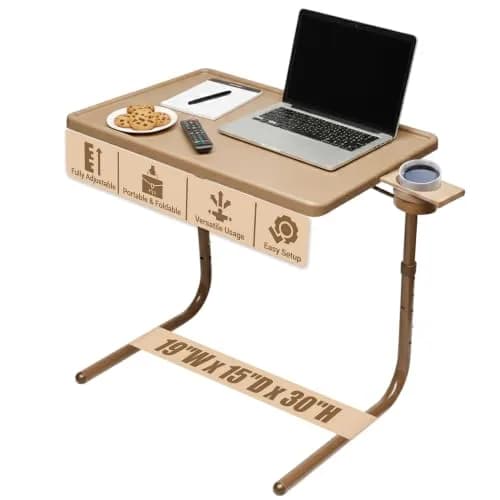 Table-Mate TV Tray Table | Portable Adjustable Dinner & Laptop Tray with Cup Holder thumbnail 1