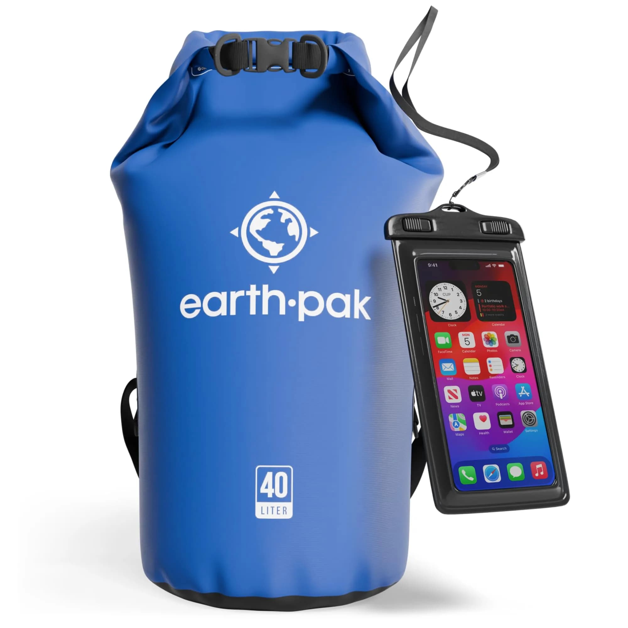 Earth Pak 20L Waterproof Dry Bag Roll Top Sack | 20L (0.7 cu ft) — Blue / 40L