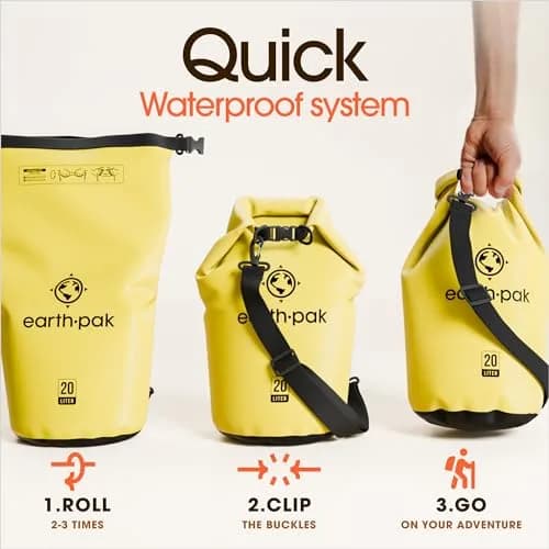 Earth Pak 40L Waterproof Dry Bag Backpack | Marine Roll Top Dry Sack for Kayaking thumbnail 5