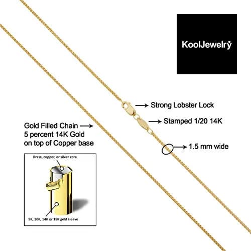 Kooljewelry 14k Yellow Gold Filled Wheat Chain Necklace 1.5 mm Width (16 inch) thumbnail 3