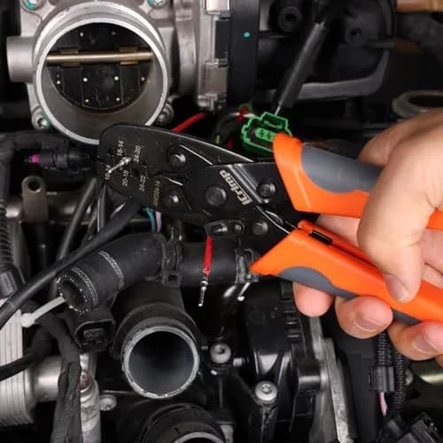 IWISS IWS-1424A Non Insulated Open Barrel Terminal Crimper AWG24-14 | Ergonomic Rubber Handle, 280g, Orange thumbnail 8