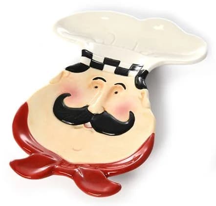 Bonita Home Fat Chef Kitchen Plate | Solid Ceramic Dinnerware in Red, Black & White (25cm | 10 inch) thumbnail 2