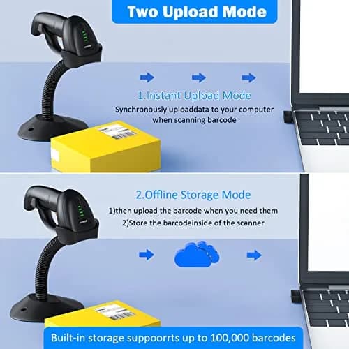 Symcode Bluetooth Wireless Barcode Scanner with Auto-Sensing Stand & 2D QR Reader | 280g (9.88 oz) thumbnail 5
