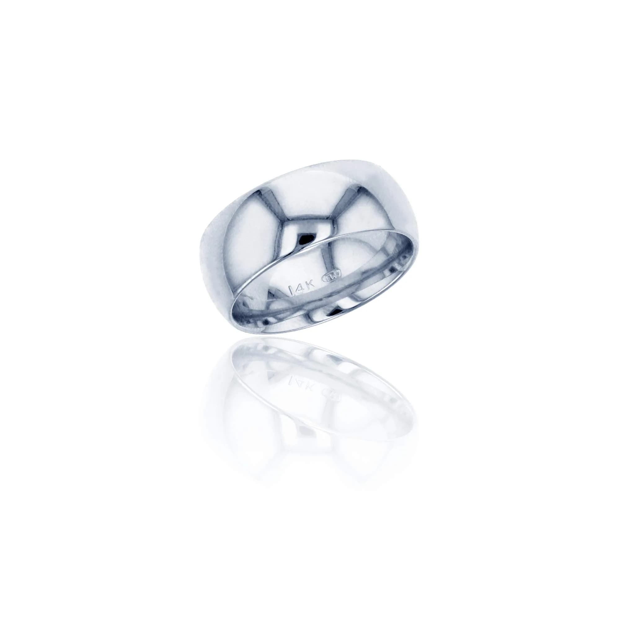DECADENCE 10K White Gold Wedding Band 8mm | Italian Craftsmanship, Hypoallergenic, Size 13 — 10K-White Gold