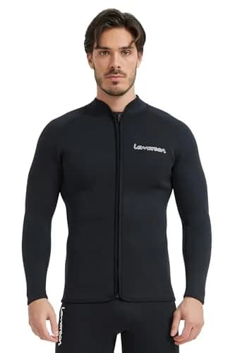 Lemorecn Men's 3mm Neoprene Wetsuit Jacket Long Sleeve with YKK Front Zipper | Thermal Layering for Water Sports thumbnail 1