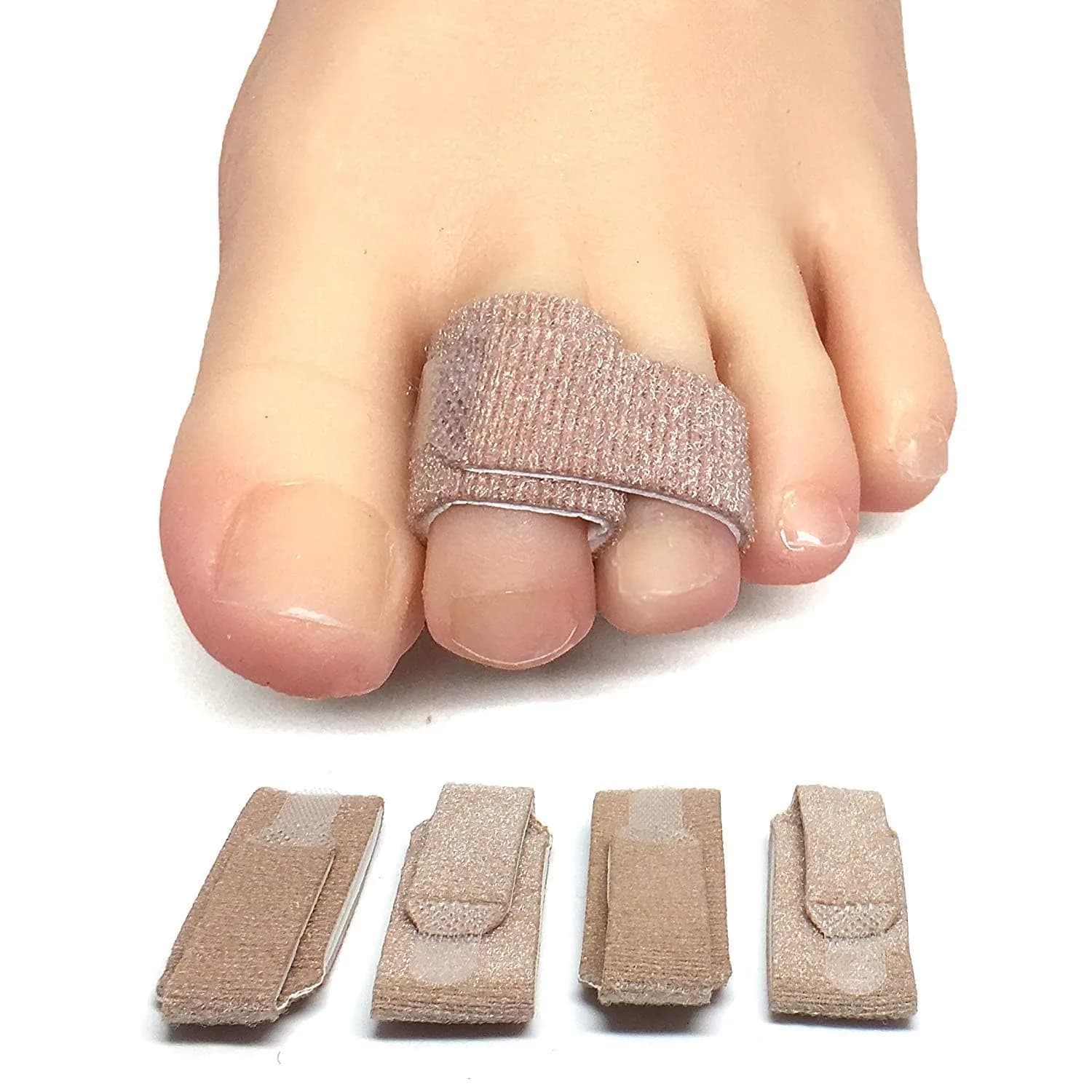 ZenToes Hammer Toe Straightener & Buddy Wraps 4 Ct | Orthopedic Brace for Broken Toes — Original Support Beige