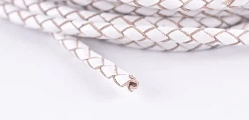 KONMAY 3mm White Braided Leather Cord 5 Yards (15 Feet) | Jewelry Making & Crafting thumbnail 2