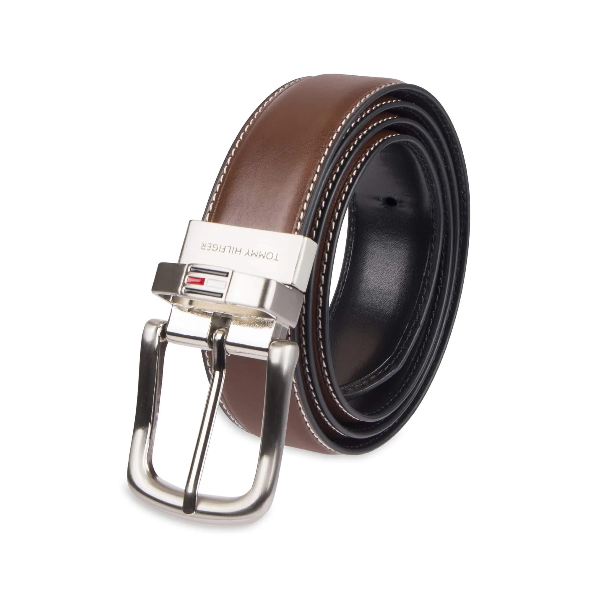 Tommy Hilfiger Men's Reversible Belt Brown/Black Casual 30 (76 cm) | Classic Leather Dress Belt — Brown/Black Casual