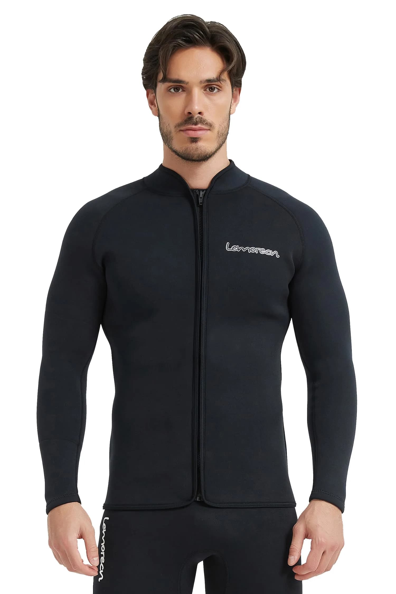 Lemorecn Men's 3mm Neoprene Wetsuit Jacket Long Sleeve with YKK Front Zipper | Thermal Layering for Water Sports - main product image