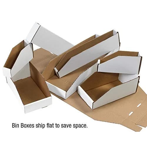 Tape Logic Open Top Bin Boxes 2" x 12" x 4 1/2" White Pack of 50 | Durable Corrugated Storage thumbnail 4