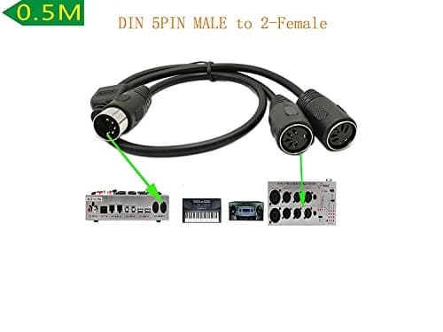 SinLoon 5-Pin DIN Splitter Y Cable 0.5m (1.5ft) | MIDI Male to 2x Female Extension Audio Cable thumbnail 2