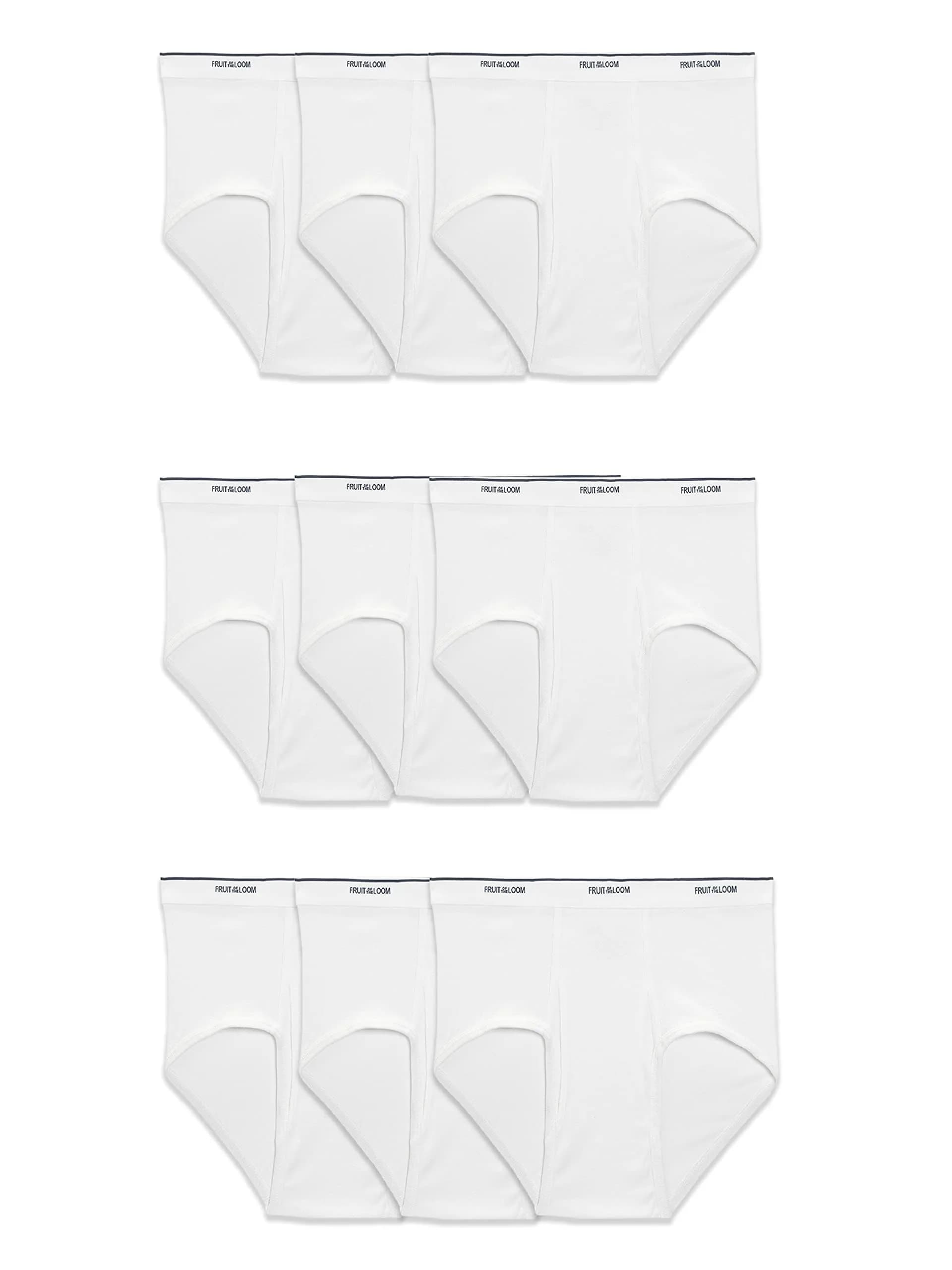 Fruit of the Loom Mens Tag-Free Cotton Briefs, 9 Pack - White, Large US | Full Coverage, Moisture Wicking Comfort - main product image
