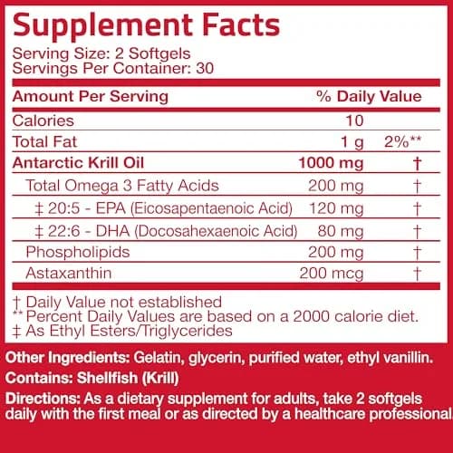 Bronson Antarctic Krill Oil 1000 mg with Omega-3s, 60 Softgels | Pure Antarctic Krill Oil with EPA, DHA & Astaxanthin thumbnail 7