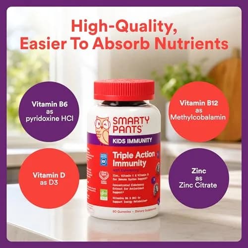 SmartyPants Kids Immunity Elderberry Gummies 60 Count | Support Kids' Immune Health with Elderberry & Vitamins thumbnail 7