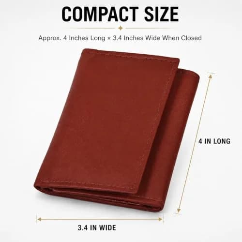 LB LEATHERBOSS Genuine Leather Trifold Wallet for Men & Women | Slim Compact Brown (10.6cm x 8.6cm x 3.5cm) thumbnail 7