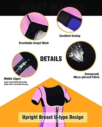 NonEcho Women Sauna Body Shaper Sweat Suit Sleeve Spa Cami Hot Neoprene Slimming Workout Vest Waist Trainer Top | Supports Fat Loss & Posture thumbnail 4