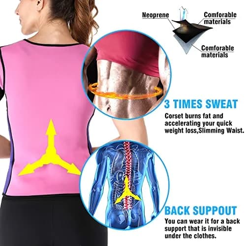 NonEcho Women Sauna Body Shaper Sweat Suit Sleeve Spa Cami Hot Neoprene Slimming Workout Vest Waist Trainer Top | Supports Fat Loss & Posture thumbnail 3