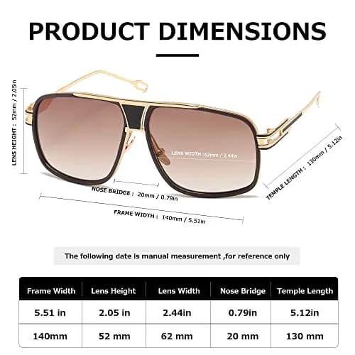 AEVOGUE Oversized Shield Sunglasses AE0336 | Retro Alloy Frame, 62mm Gradient UV Protection Lenses thumbnail 5