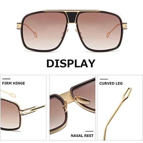AEVOGUE Oversized Shield Sunglasses AE0336 | Retro Alloy Frame, 62mm Gradient UV Protection Lenses thumbnail 6