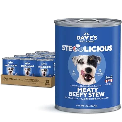Dave's Pet Food Grain Free Dog Food, Chicken & Vegetable Gravy, 13.2oz | All Natural, Grain-Free Nutrition for Dogs — Meaty Beefy Stew