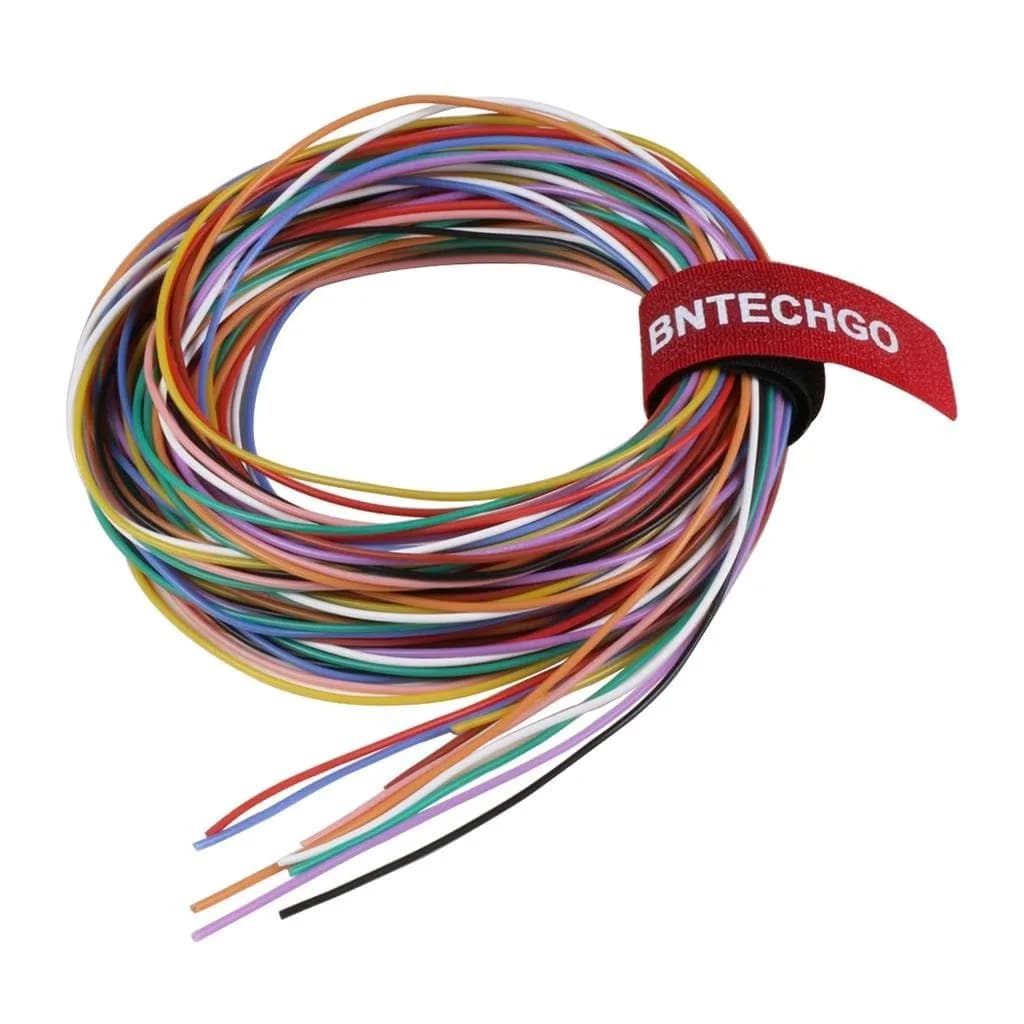 BNTECHGO 22 AWG Silicone Wire Kit 10 Colors Each 10ft Stranded Tinned Copper | 600V 200°C Flexible Wire for RC, DIY — 28 Gauge