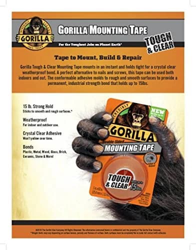 Gorilla Tough & Clear Double Sided Mounting Tape 1" x 60" Clear (Pack of 4) | Weatherproof Polyurethane Tape thumbnail 2