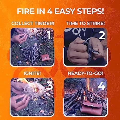 KonvoySG The Artisan Heritage Fire Kit – Hand-Forged Carbon Steel & English Flint | Primitive Firecraft in Leather Pouch thumbnail 5