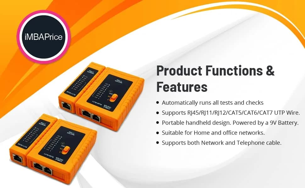 iMBAPrice RJ45 Network Cable Tester for LAN Phone RJ45/RJ11/RJ12/CAT5/CAT6/CAT7 UTP Wire Test Tool | Continuity Tester for Network Installation thumbnail 8