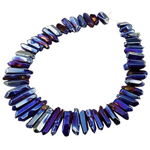 SUNYIK Deep Blue Titanium Coated Crystal Points Quartz 15 inch Strand | Chakra Healing & Jewelry Making thumbnail 5