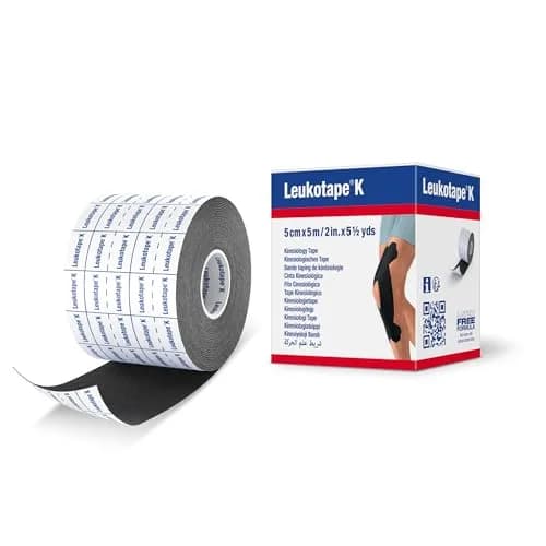 Leukotape K Kinesiology Tape – Water-Resistant, Skin-Friendly, Up to 9 Days Support, 2 in x 5 yds, Black, 5 Rolls thumbnail 1