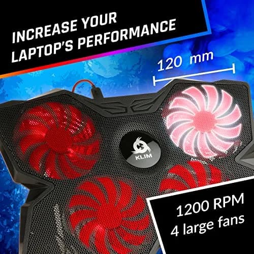 KLIM Wind Laptop Cooling Pad Support 11-17 Inch Laptops | Powerful, Quiet, Slim Design thumbnail 3