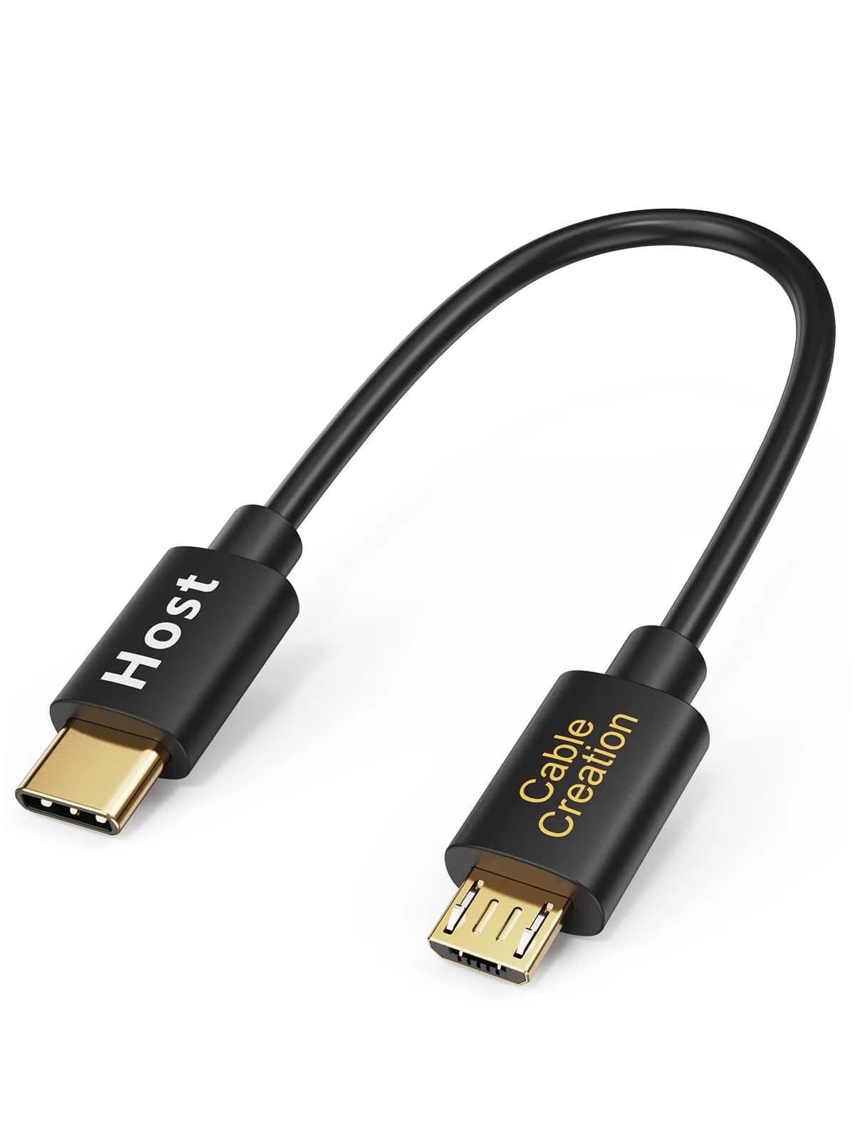 CableCreation Short Braided USB C to Micro USB Cable 0.2M (0.65 FT) | 480Mbps Data Transfer — Black