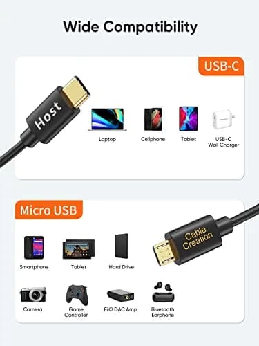 CableCreation Short USB-C to Micro-USB Cable 0.2m (0.65ft) | 480Mbps Data Transfer & Fast Charging thumbnail 5